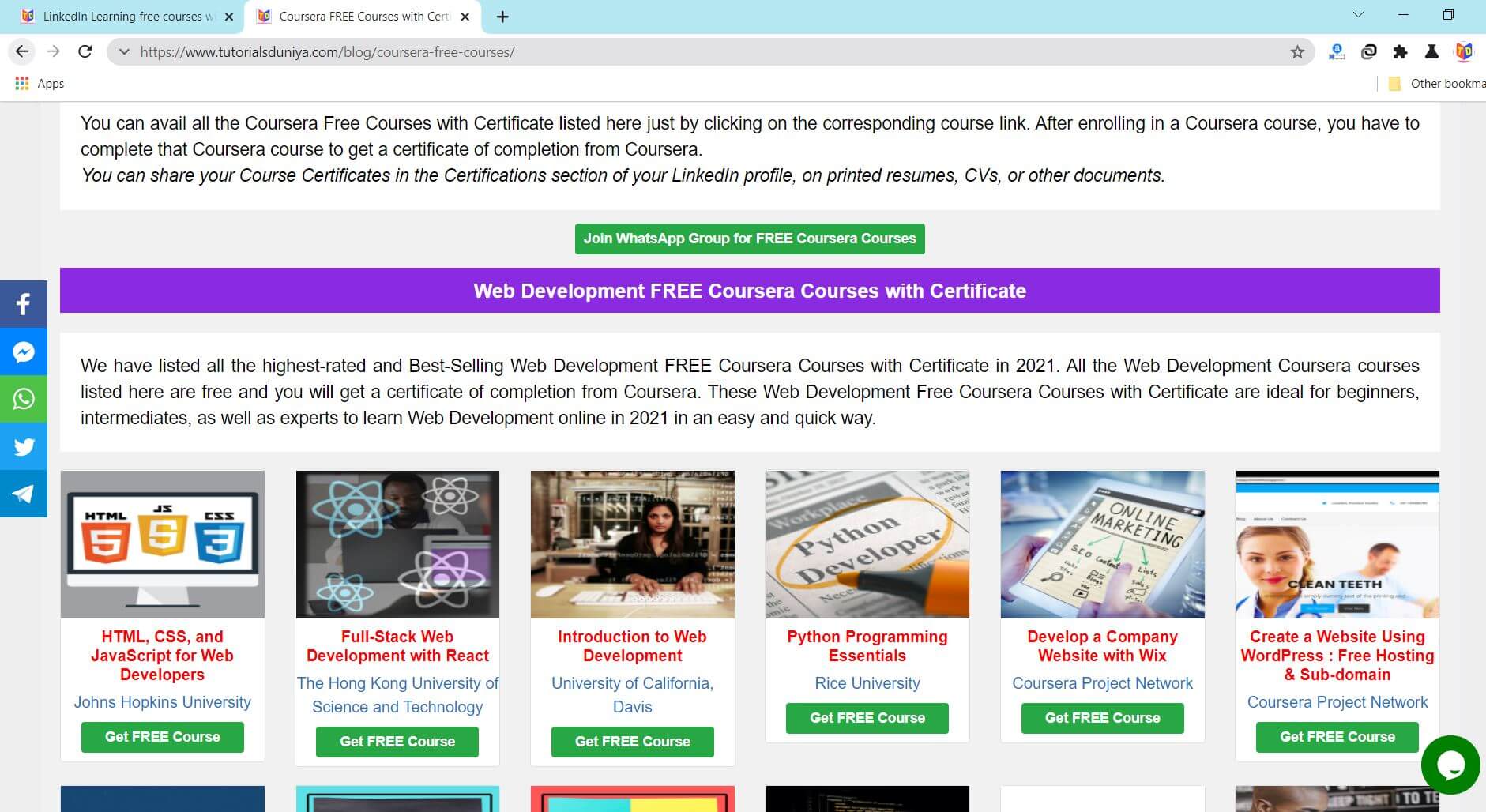 visit tutorialsduniya for coursera free courses with certificate