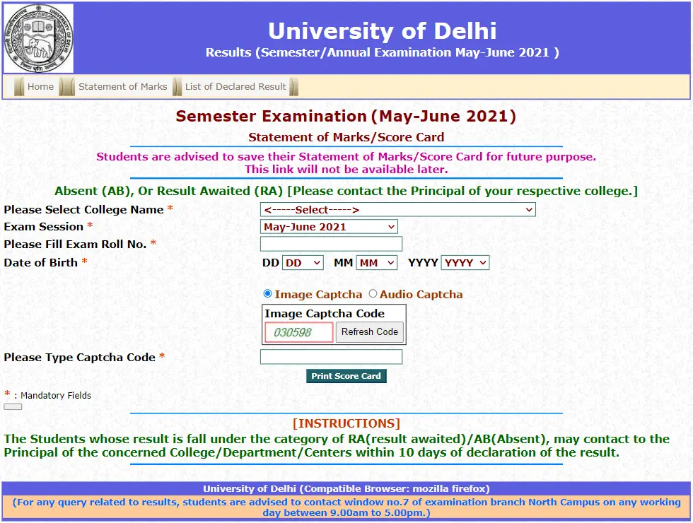 Delhi University DU Result declared for May-June 2021 Exams