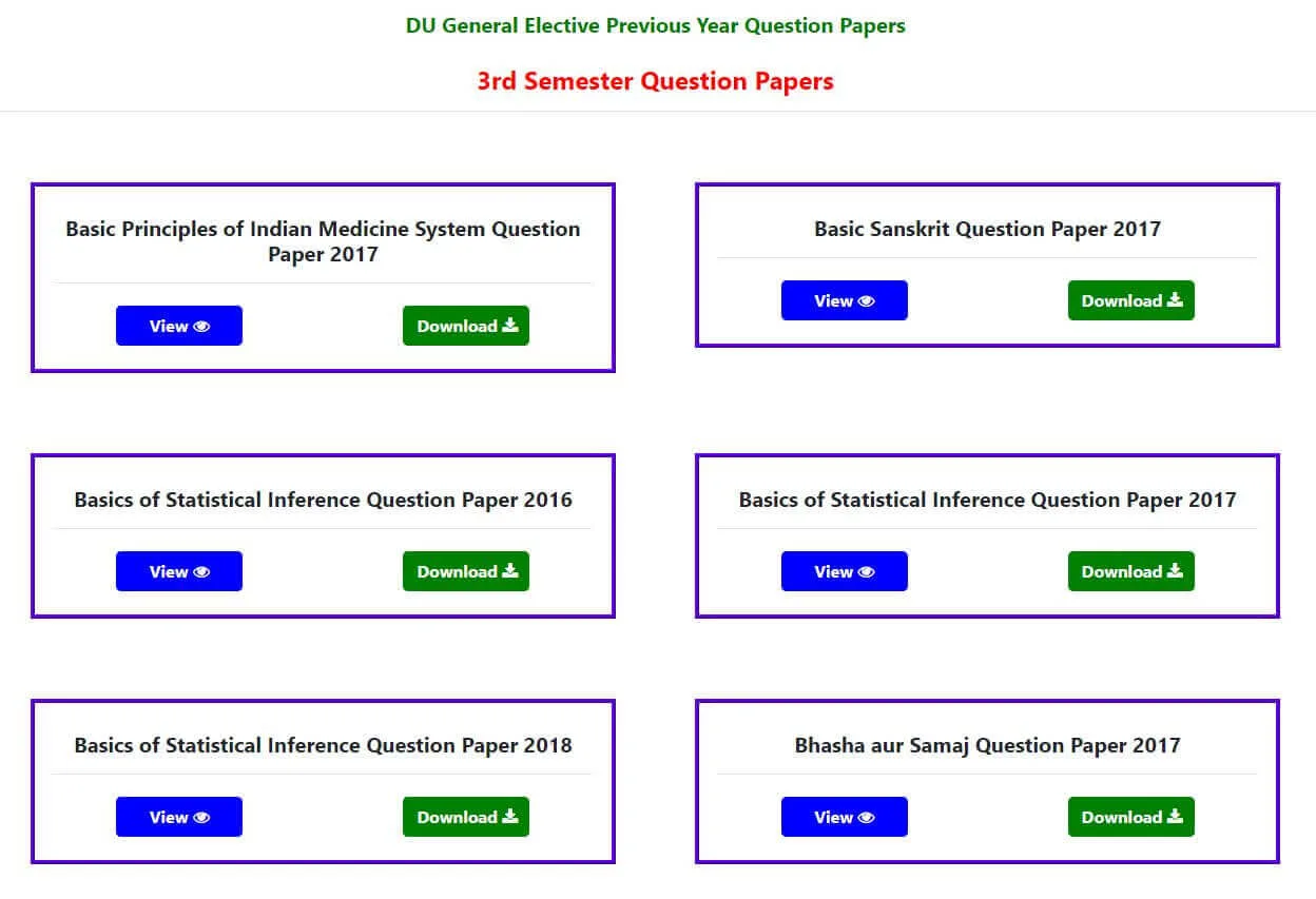 DU Previous Year Question Papers with Solutions last 10 year download delhi university previous year question papers with solution pdf